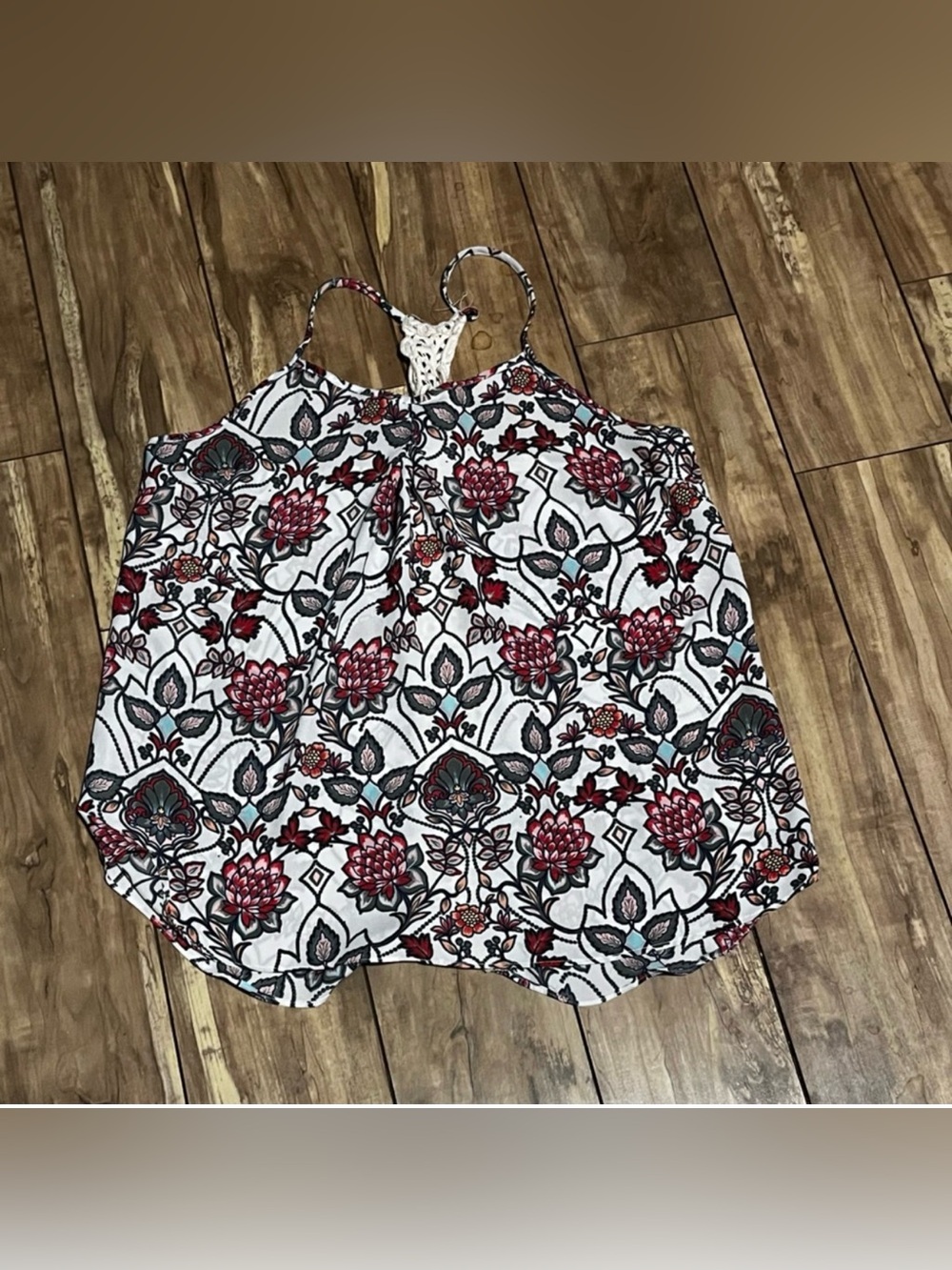 Pink Rose coral and paisley pattern tank top
